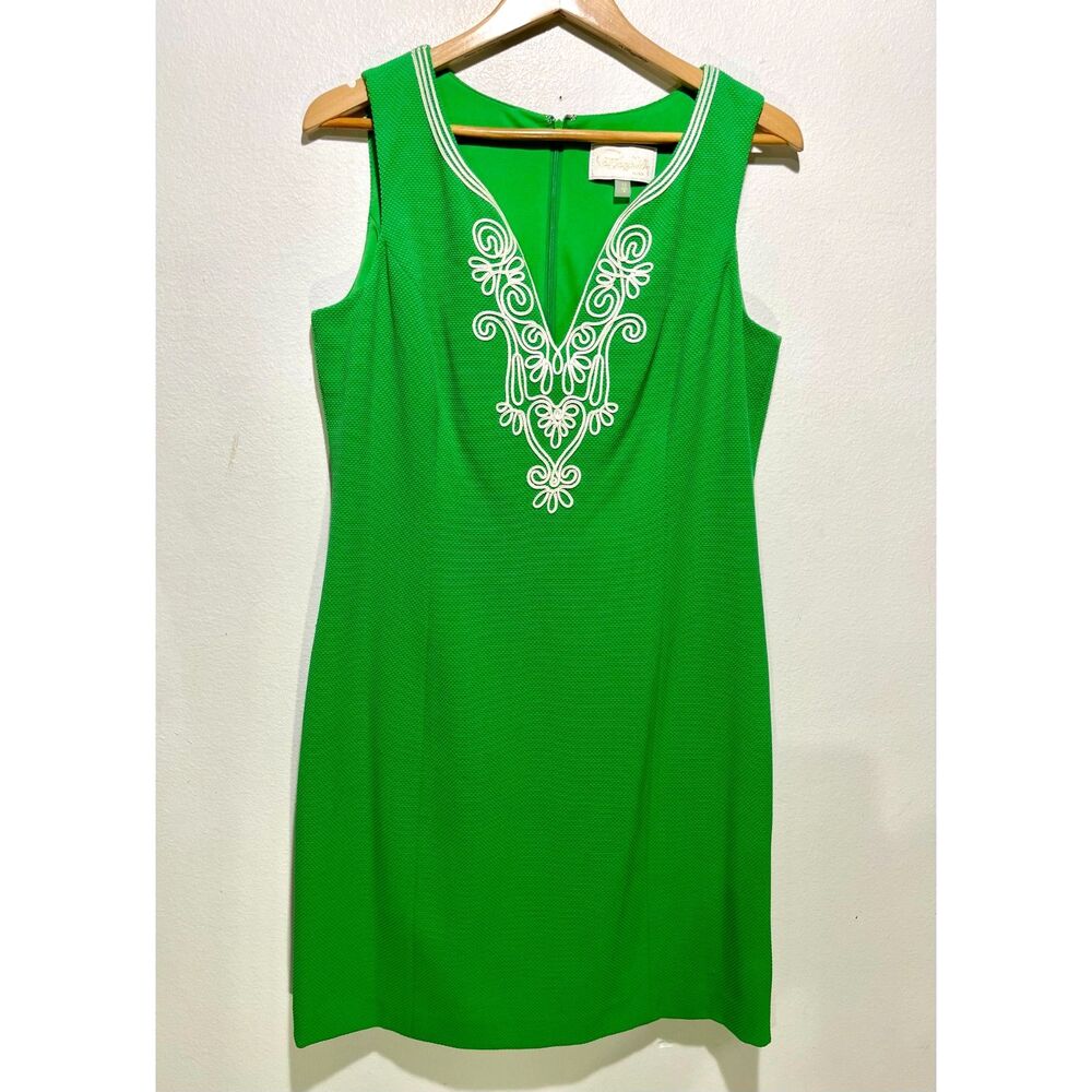 Pappagallo Green Midi Dress with White Embroidery